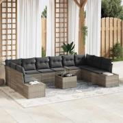 vidaXL Trädgårdsoffset 11 pcs Ljusgrå 344 x 209 x 85 cm Poly rattan