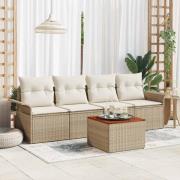 vidaXL Trädgårdsoffset med kudde 5 pcs Beige, Kräm 55 x 55 x 37 cm