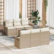 vidaXL Trädgårdsoffset med kudde 7 pcs Beige, Kräm 55 x 55 x 37 cm