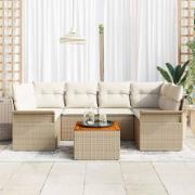 vidaXL Trädgårdsoffset med kudde 7 pcs Beige, Kräm 55 x 55 x 37 cm