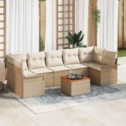 vidaXL Trädgårdsoffset med kudde 8 pcs Beige, Kräm 55 x 55 x 37 cm