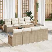 vidaXL Trädgårdsoffset med kudde 7 pcs Beige, Kräm 55 x 55 x 37 cm