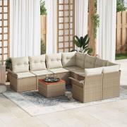 vidaXL Trädgårdsoffset med kudde 9 pcs Beige, Kräm 55 x 55 x 37 cm