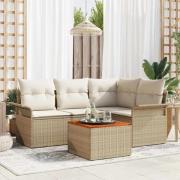 vidaXL Trädgårdsoffset med kudde 5 pcs Beige, Kräm 55 x 55 x 37 cm