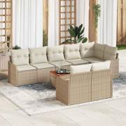 vidaXL Trädgårdsoffset 9 pcs Beige och gräddfärgad konstrotting