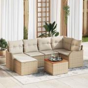 vidaXL Trädgårdsoffset 7 pcs Beige, vit
