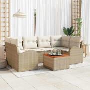 vidaXL Trädgårdsoffset 7 pcs Beige, vit