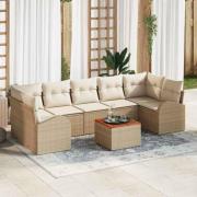 vidaXL Trädgårdsoffset 8 pcs Beige, vit