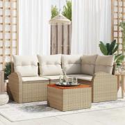 vidaXL Trädgårdsoffset 5 pcs Beige, vit