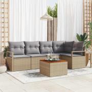 vidaXL Trädgårdsoffset 6 pcs Beige, ljusgrå