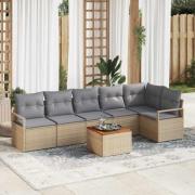 vidaXL Trädgårdsoffset 7 pcs Beige, ljusgrå