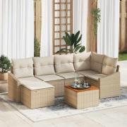 vidaXL Trädgårdsoffset 7 pcs Beige och vit