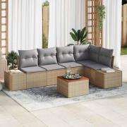 vidaXL Trädgårdsoffset 6 pcs Beige, ljusgrå