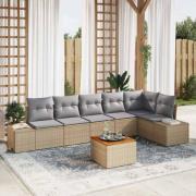 vidaXL Trädgårdsoffset 7 pcs Beige, ljusgrå