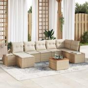 vidaXL Trädgårdsoffset 8 pcs Beige, vit