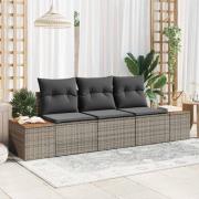 vidaXL Trädgårdsoffset 3 pcs Grå 239 x 62 x 85 cm Poly rattan
