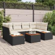 vidaXL Trädgårdsoffset med kudde med lagring 6 pcs Svart Poly rattan