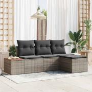 vidaXL Trädgårdsoffset 4 pcs Grå 184 x 62 x 85 cm Poly rattan