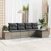 vidaXL Trädgårdsoffset 5 pcs Grå 184 x 62 x 85 cm Poly rattan
