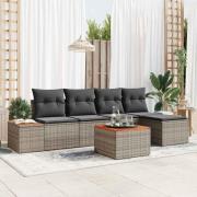 vidaXL Trädgårdsoffset 6 pcs Grå 184 x 62 x 85 cm Poly rattan