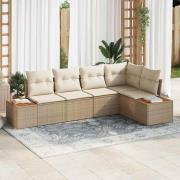 vidaXL Trädgårdsoffset 5 pcs beige och gräddvit 264 x 154 x 85 cm