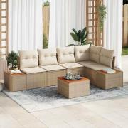 vidaXL Trädgårdsoffset 6 pcs beige och gräddvit 264 x 154 x 85 cm