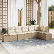 vidaXL Trädgårdsoffset 6 pcs beige och gräddvit 319 x 154 x 85 cm