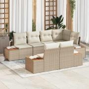 vidaXL Trädgårdsoffset 7 pcs beige och gräddvit 264 x 154 x 85 cm