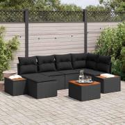 vidaXL Trädgårdsoffset 7 pcs Svart 264 x 154 x 85 cm Poly rattan