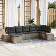 vidaXL Trädgårdsoffset 7 pcs Grå 319 x 154 x 85 cm Poly rattan