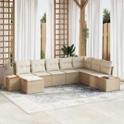 vidaXL Trädgårdsoffset 8 pcs beige och gräddvit 319 x 209 x 85 cm