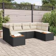 vidaXL Trädgårdsoffset 6 pcs Svart och gräddvit 234 x 154 x 85 cm