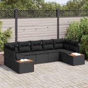 vidaXL Trädgårdsoffset 7 pcs Svart 289 x 154 x 85 cm Poly rattan