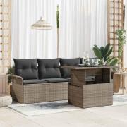 vidaXL Trädgårdsoffset med kudde med lagring 5 pcs Grå Poly rattan