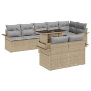 vidaXL Trädgårdsoffset med kudde med lagring 9 pcs Beige Poly rattan