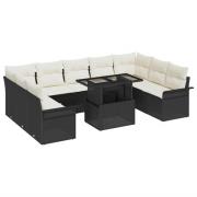 vidaXL Trädgårdsoffset 10 pcs Svart 100 x 55 x 73 cm Poly rattan
