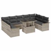 vidaXL Trädgårdsoffset 10 pcs Ljusgrå 100 x 55 x 73 cm Poly rattan
