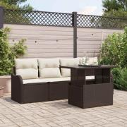 vidaXL Trädgårdsoffset Manuell 5 pcs Brun 100 x 55 x 73 cm Poly rattan