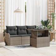 vidaXL Trädgårdsoffset 5 pcs Grå 100 x 55 x 73 cm Poly rattan
