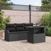 vidaXL Trädgårdsoffset 5 pcs Svart 100 x 55 x 73 cm Poly rattan