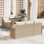 vidaXL Trädgårdsoffset 6 pcs Beige 100 x 55 x 73 cm Poly rattan