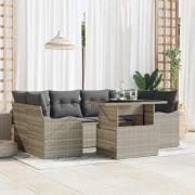 vidaXL Trädgårdsoffset 7 pcs Ljusgrå 100 x 55 x 73 cm Poly rattan