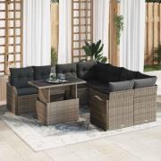 vidaXL Trädgårdsoffset 9 pcs Grå 100 x 55 x 73 cm Poly rattan