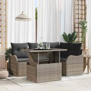 vidaXL Trädgårdsoffset 5 pcs Grå 100 x 55 x 73 cm Poly rattan