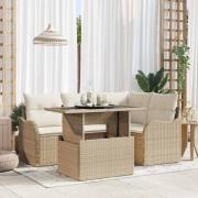 vidaXL Trädgårdsoffset 5 pcs Beige 100 x 55 x 73 cm Poly rattan
