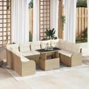 vidaXL Trädgårdsoffset 10 pcs Beige 100 x 55 x 73 cm Poly rattan
