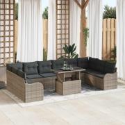 vidaXL Trädgårdsoffset Manuell 11 pcs Grå 100 x 55 x 73 cm Poly rattan