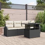 vidaXL Trädgårdsoffset 5 pcs Svart 100 x 55 x 73 cm Poly rattan