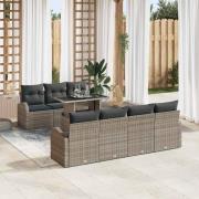 vidaXL Trädgårdsoffset 8 pcs Grå 100 x 55 x 73 cm Poly rattan