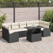 vidaXL Trädgårdsoffset 8 pcs Svart 100 x 55 x 73 cm Poly rattan